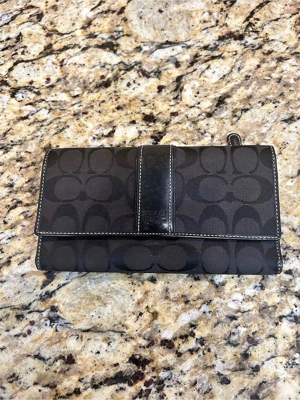 Coach Black Wallet Womens Snap Trifold Zipper Pocket